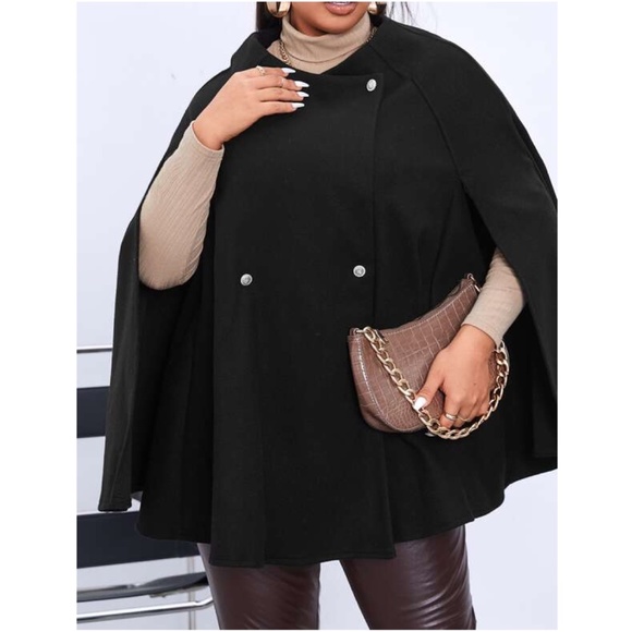 Bellanblue Jackets & Blazers - Cozy Black Button up Classic Cape Jacket Coat Work